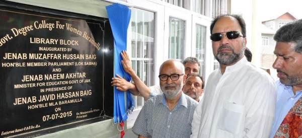 Akhtar visits Women’s College Baramulla, inaugurates Library Block